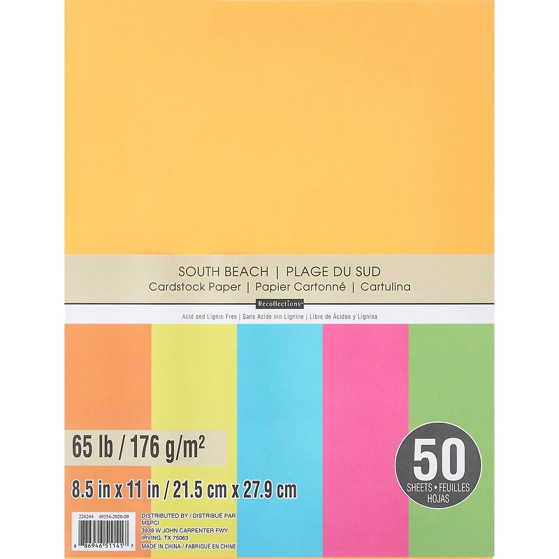 12 Packs: 50 ct. (600 total) South Beach 8.5" x 11" Cardstock Paper by Recollections™