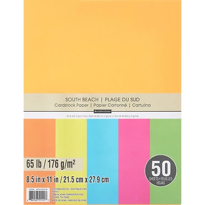 12 Packs: 50 ct. (600 total) South Beach 8.5" x 11" Cardstock Paper by Recollections™