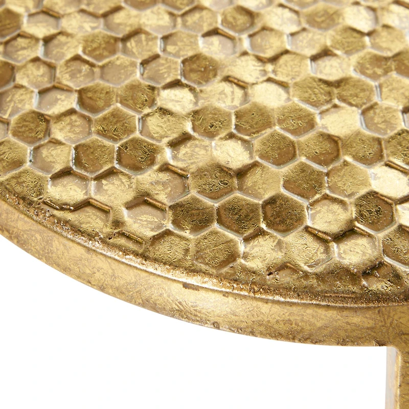 Gold Round Metal Glam Accent Table Set