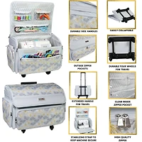 Everything Mary White 4-Wheels Deluxe Sewing Machine Storage Case