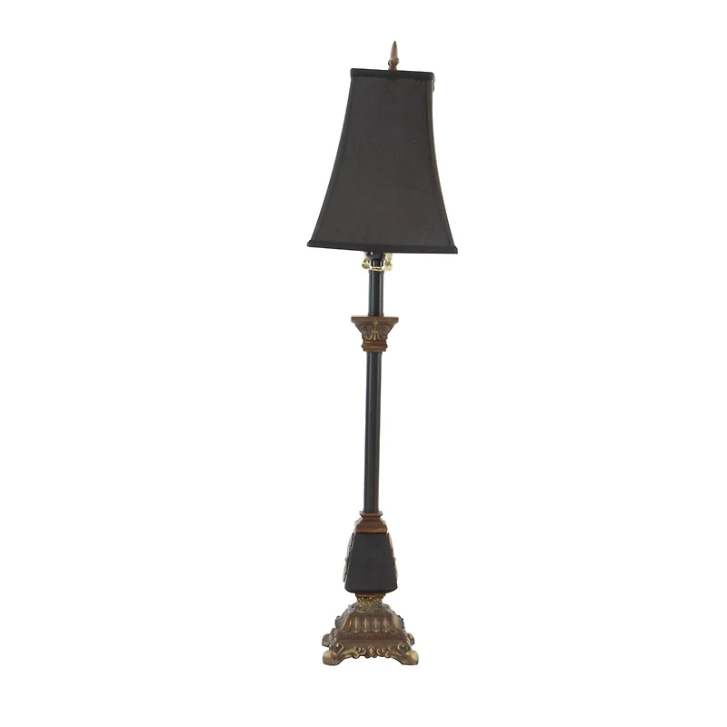 34.5" Tuscan Black Polystone Fleur-De-Lis Buffet Lamp