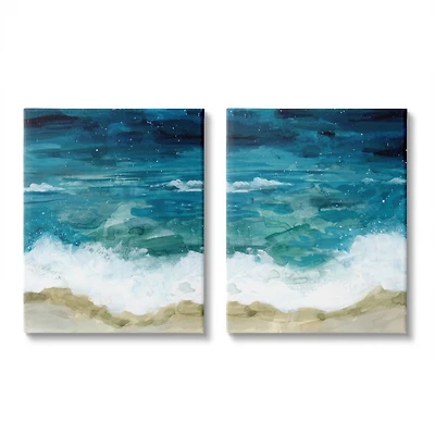 Stupell Industries Tide Crash to Shore Nautical Beach Watercolor Canvas Wall Art