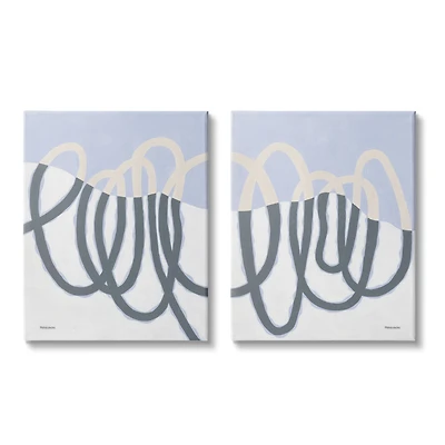 Stupell Industries Contrasting Wave Line Abstract Blue Nautical Painting Canvas Wall Art