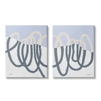 Stupell Industries Contrasting Wave Line Abstract Blue Nautical Painting Canvas Wall Art