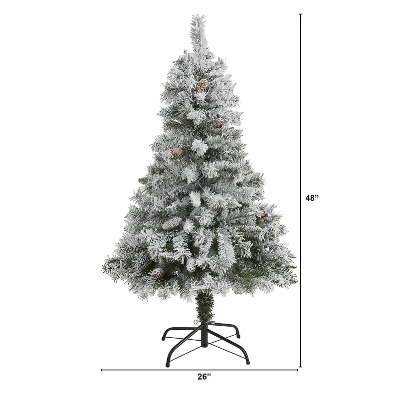 4ft. Unlit Flocked White River Mountain Pine & Pinecones Artificial Christmas Tree