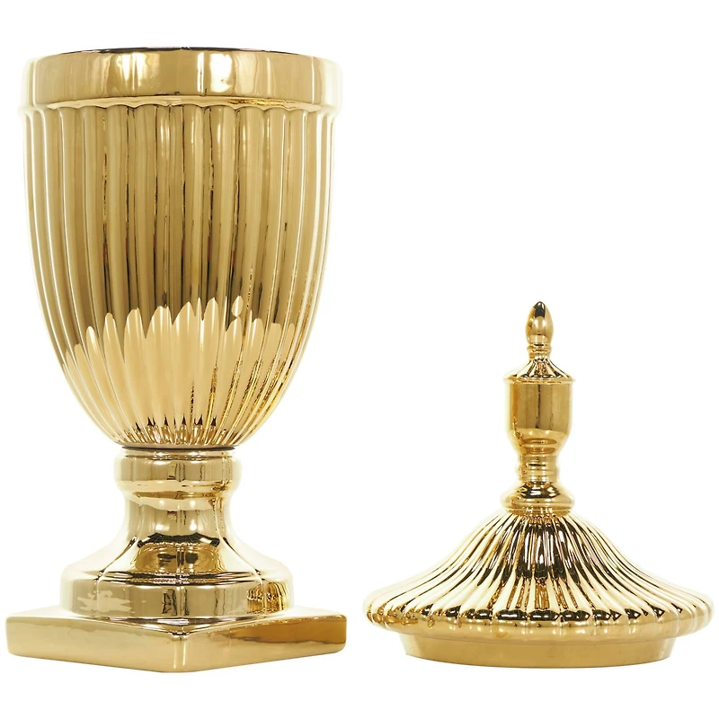 25" Gold Ceramic Tall Decorative Jar