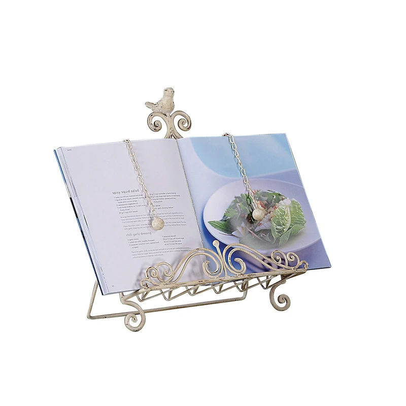 Hello Honey® Cream Finish Metal Cookbook Holder with Bird
