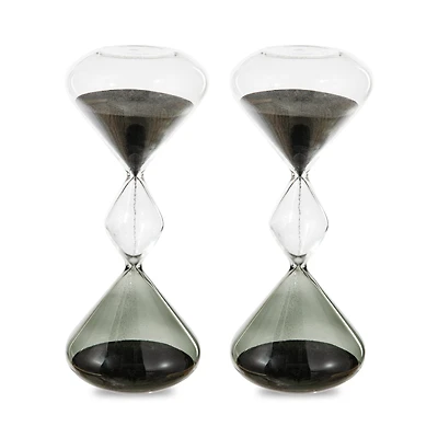 Glitzhome® 7.75" Tri-Layer Two-Tone Color Hourglasses with Black Sand, 2ct.