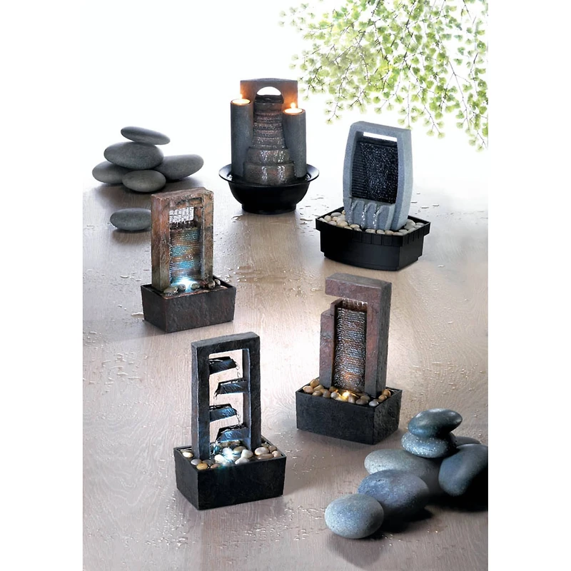 10" Cascading Water LED Tabletop Fountain