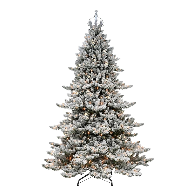 7.5ft. Pre-Lit Flocked Royal Majestic Spruce Artificial Christmas Tree, Clear Lights