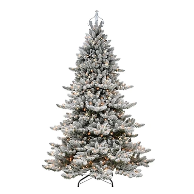 7.5ft. Pre-Lit Flocked Royal Majestic Spruce Artificial Christmas Tree, Clear Lights