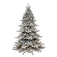 7.5ft. Pre-Lit Flocked Royal Majestic Spruce Artificial Christmas Tree, Clear Lights