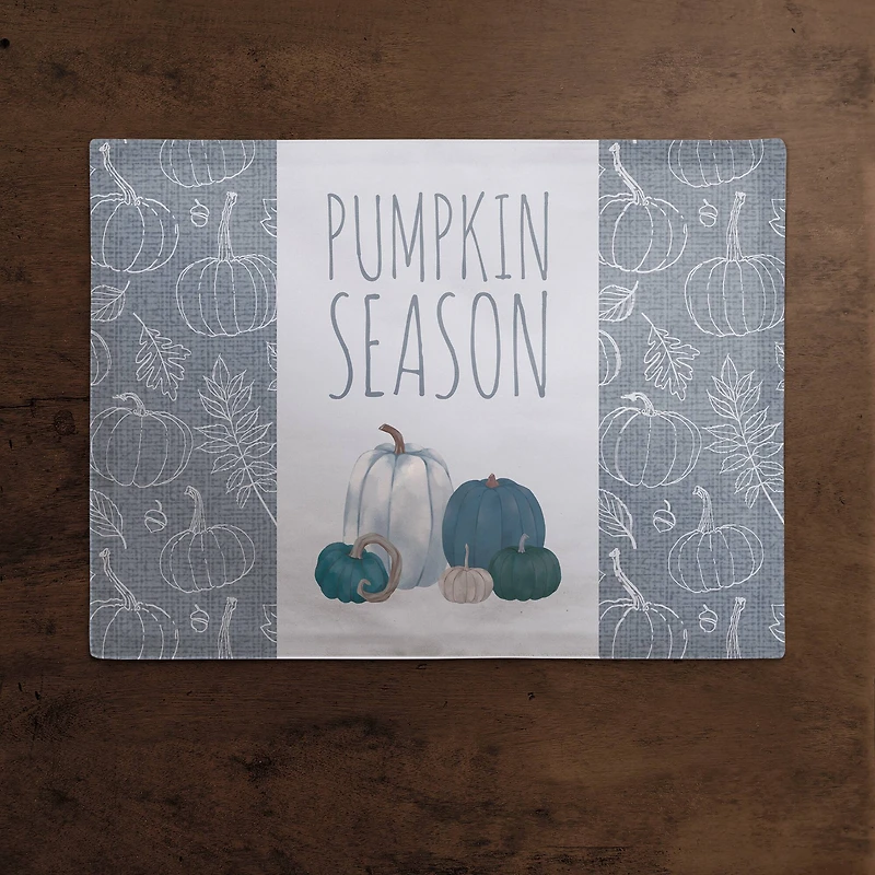 Pumpkins Blue Poly Twill Placemat