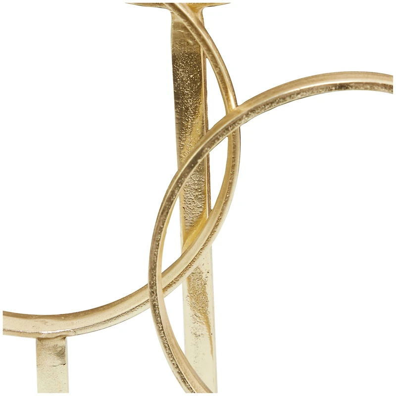 CosmoLiving by Cosmopolitan 21" Gold Aluminum 3-Rings Abstract Sculpture with Black Base