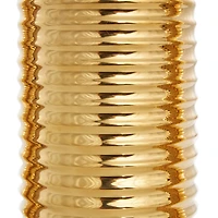 Gold Ceramic Dimensional Ribbed Vase Set