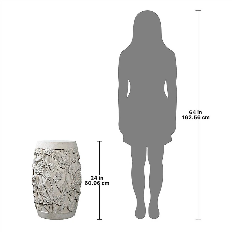 Design Toscano® 24" Stone Finish Sakura Cherry Blossom Asian Sculptural Pedestal Table