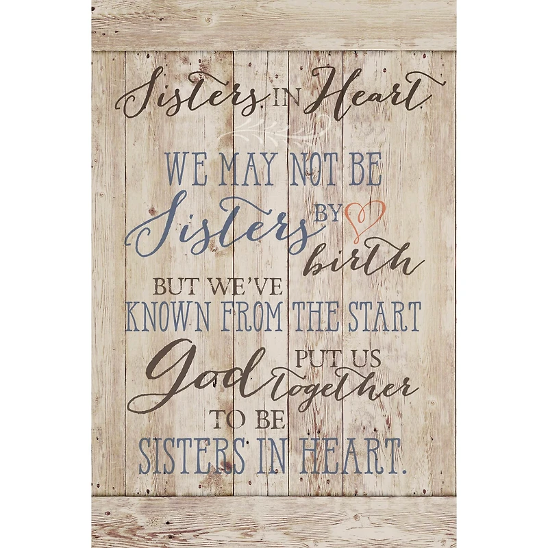 Sisters In Heart Wood Plaque