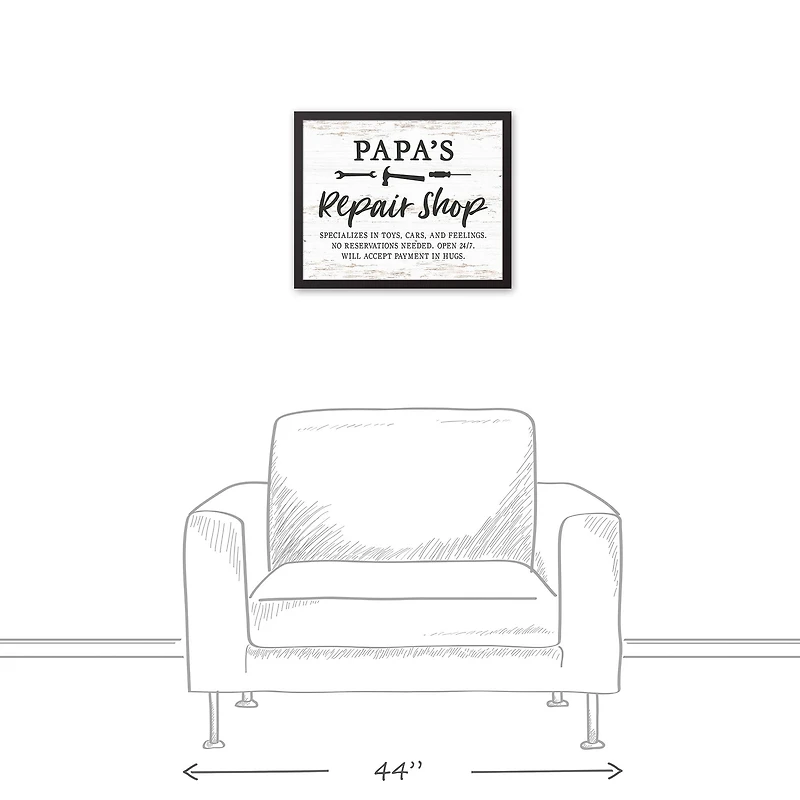 Papa Repair Shop Black Framed Canvas