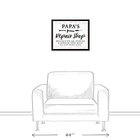 Papa Repair Shop Black Framed Canvas