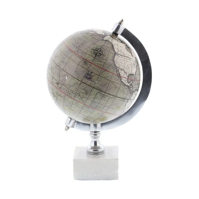 11" White Ceramic & Metal Contemporary Globe