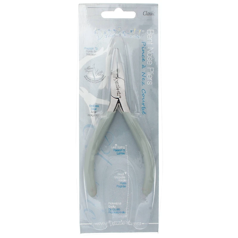 John Bead 4.75" Multi Purpose Classic Slim Stainless Steel Bent Nose Jewelry Pliers