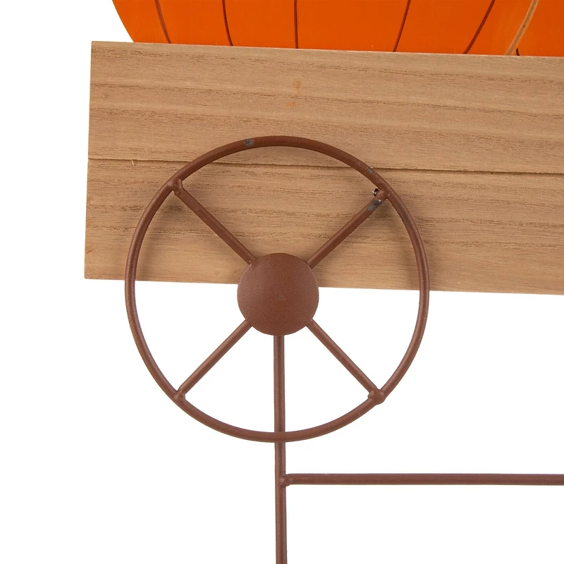 26" GlitzHome® Wooden Pumpkin Cart Yard Stake