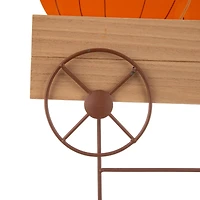 26" GlitzHome® Wooden Pumpkin Cart Yard Stake