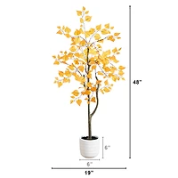4ft. Autumn Birch Artificial Fall Tree in White Decorative Planter