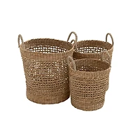 Brown Seagrass Natural Storage Basket Set