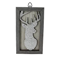 10.25" Silver Glittered Buck Silhouette Wall Box Frame