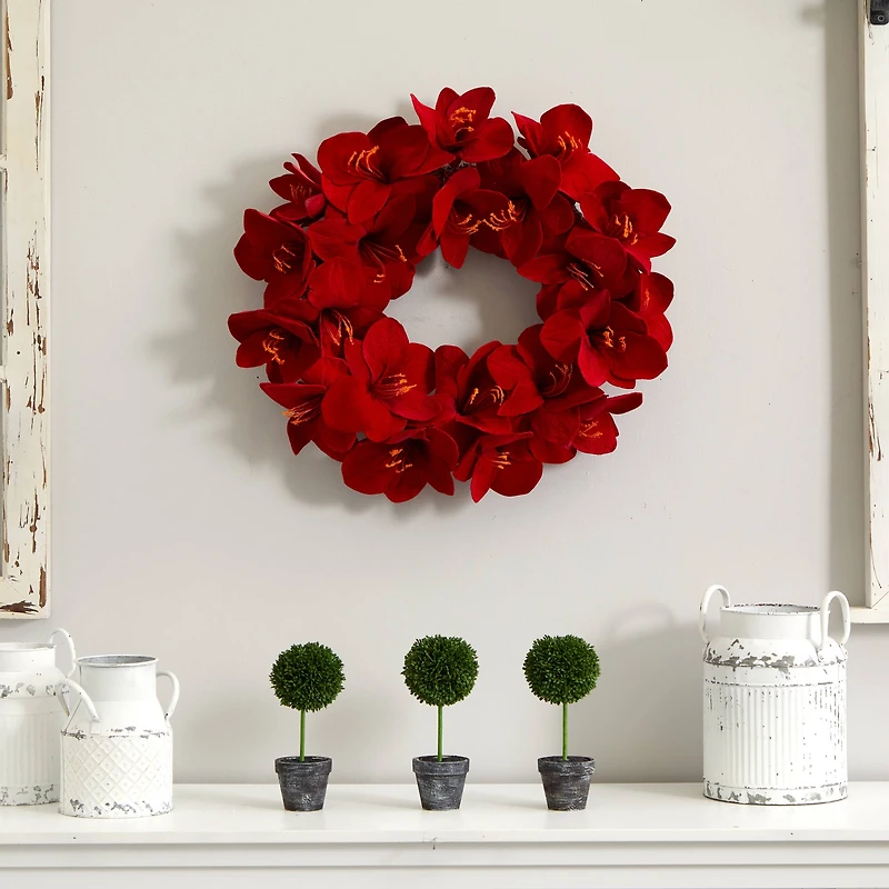 22” Red Amaryllis Wreath