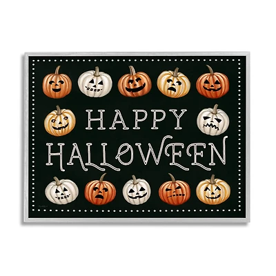 Stupell Industries Happy Halloween Jack-o-Lanterns Framed Giclee Art