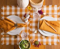 DII® Pumpkin Spice Heavyweight Check Fringed Placemat Set