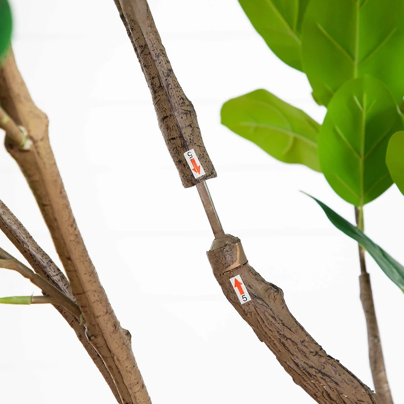 6ft. Artificial Audrey Ficus Leaf Tree in White Decorative Planter