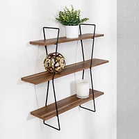 Honey Can Do 28" Three-Tier Decorative Metal & Wood Wall Shelves