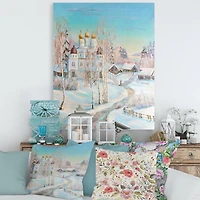 Designart - Country Road In Winter Landscape With Temple