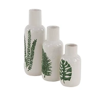 White Stoneware Coastal Style Vase Set