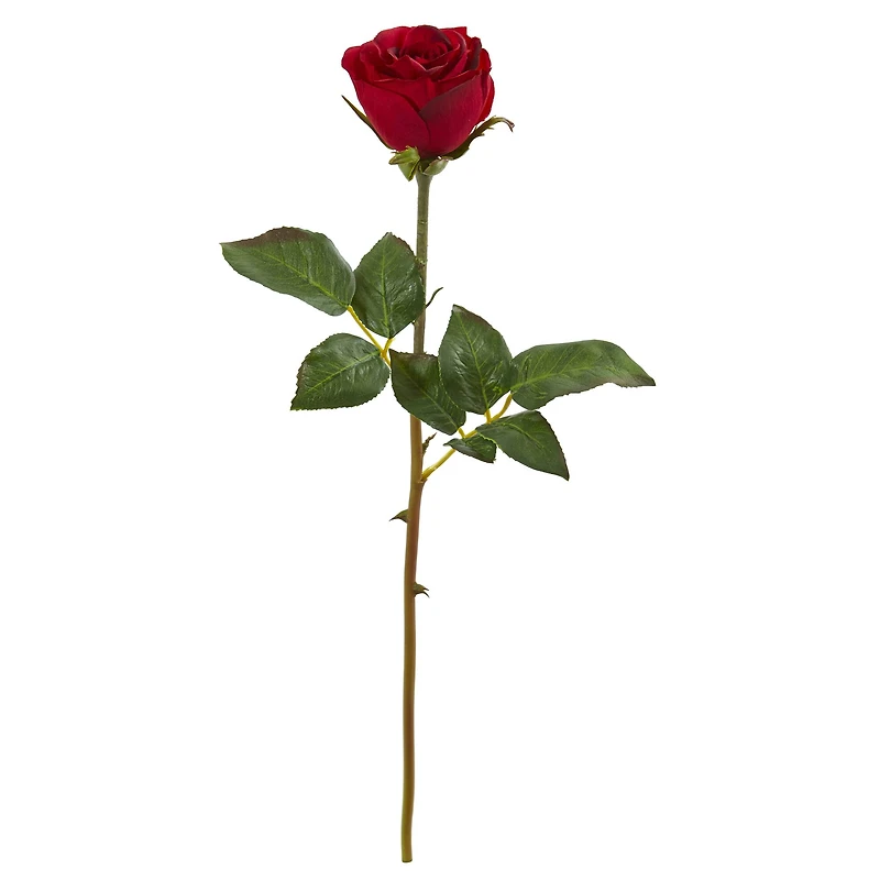 Christmas Red Rose Bud Flower Stems, 6ct.