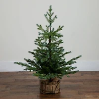 3ft. Pre-Lit Artificial Christmas Tree in Jute Wire Planter with 30 Warm White LED Lights