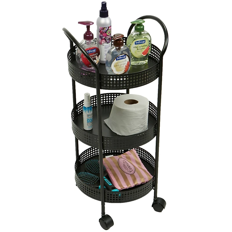 Mind Reader 27" Black 3-Tier Multi-Purpose Metal Utility Cart