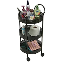 Mind Reader 27" Black 3-Tier Multi-Purpose Metal Utility Cart