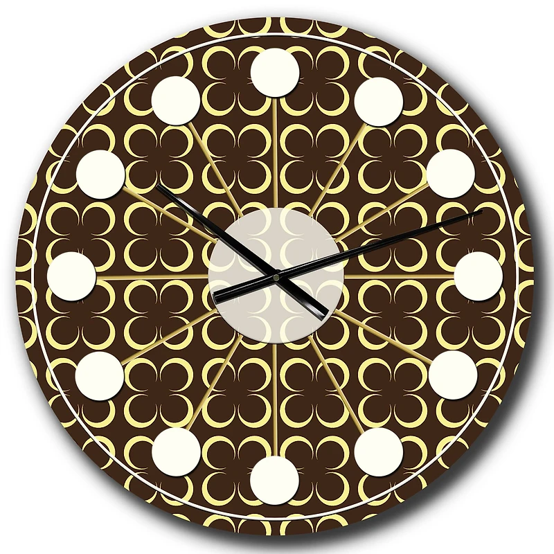Designart 'Floral Retro Pattern Ii Mid-Century Modern Wall Clock