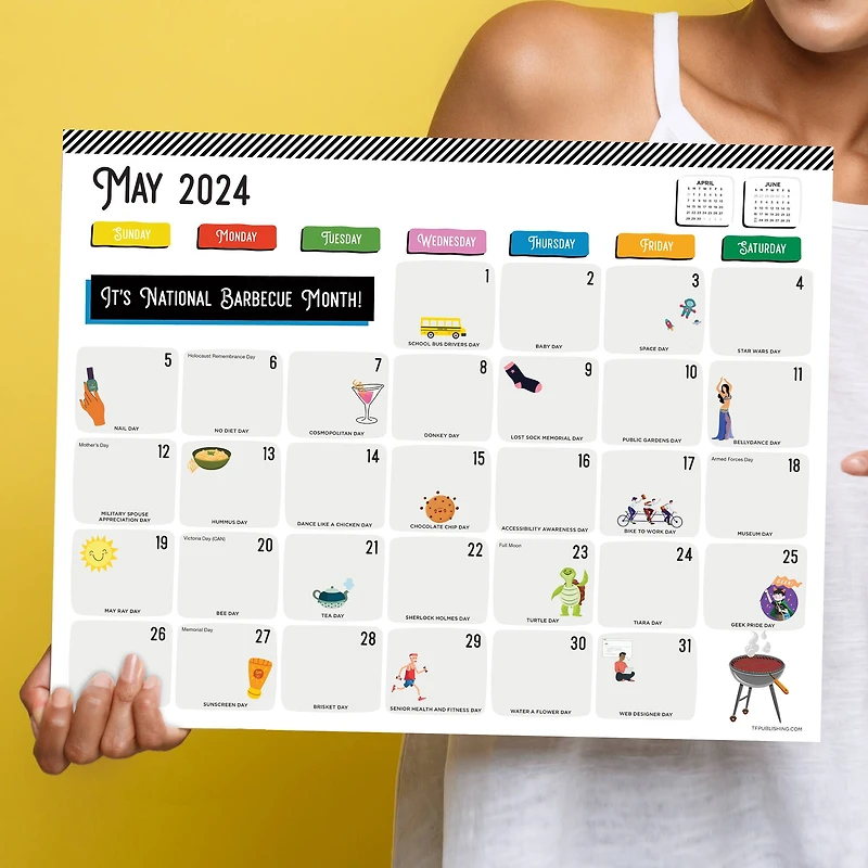 TF Publishing 2024 Every Day's A Holiday Medium Desk Pad Monthly Blotter Calendar