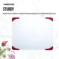 Farberware Red & White 15" Non-Slip Glass Board