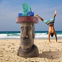 Design Toscano 20.5" Easter Island Polynesian Moai Sculptural Side Table