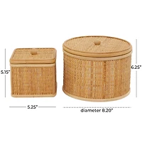 Novogratz Brown Rattan Storage Box Set