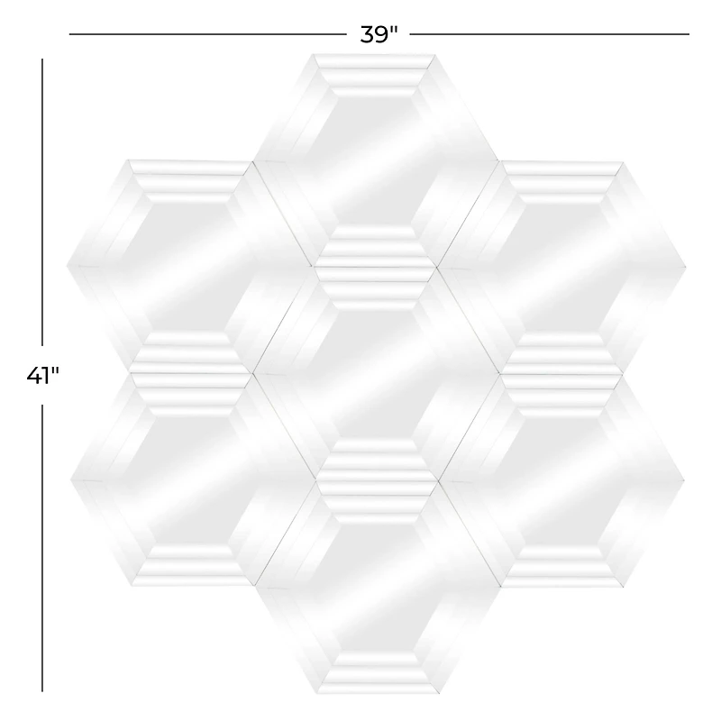 41" Silver Glass Glam Hexagon Wall Mirror