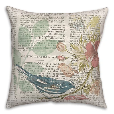 Cottage Bird Throw Pillow