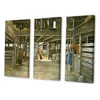 Designart - The Horse In The Barn And Dog In Doorway