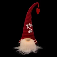 14" Lighted Red Striped 'Kiss Me' Valentine's Day Gnome